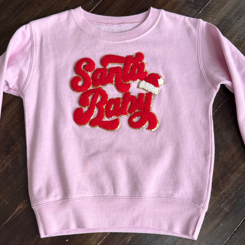 Festive Pink Santa Baby Kids Sweatshirt